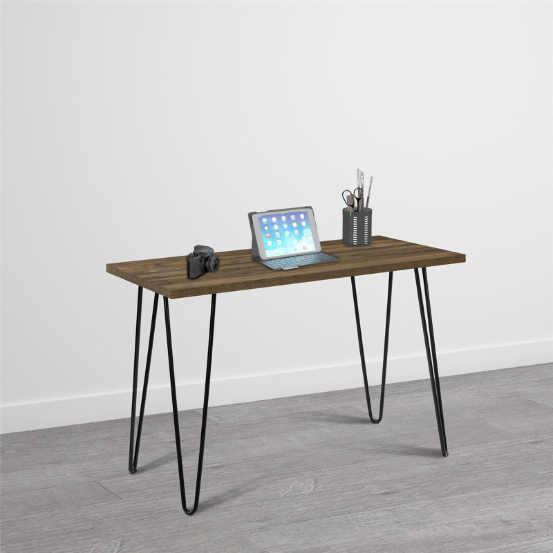 Adlai Metal Base Writing Desk, Walnut/Black