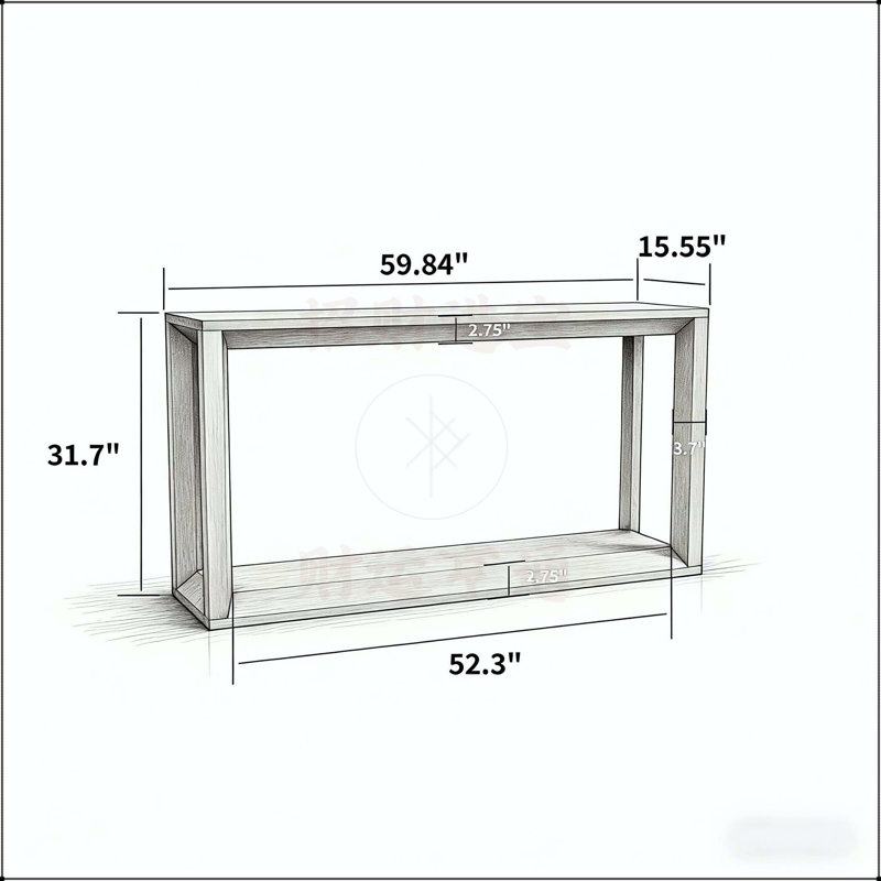 60 Inch Rectangular Solid Wood Veneer Console Table with Ample Storage, Ideal for Entryways and Living Rooms, Gray
