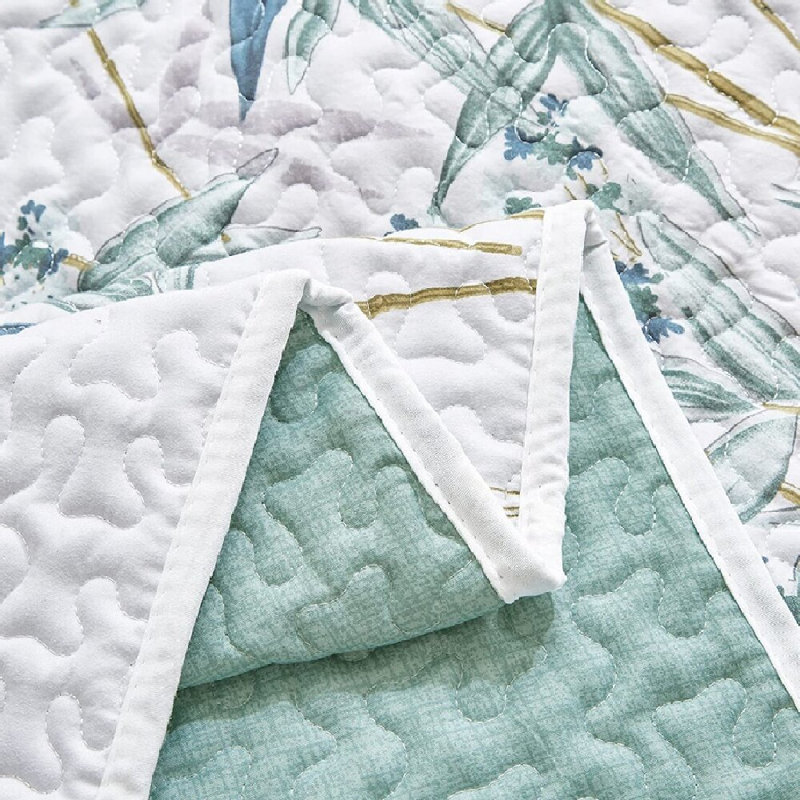 Polyester Percale Quilt, Twin Quilt + 1  Shams, White