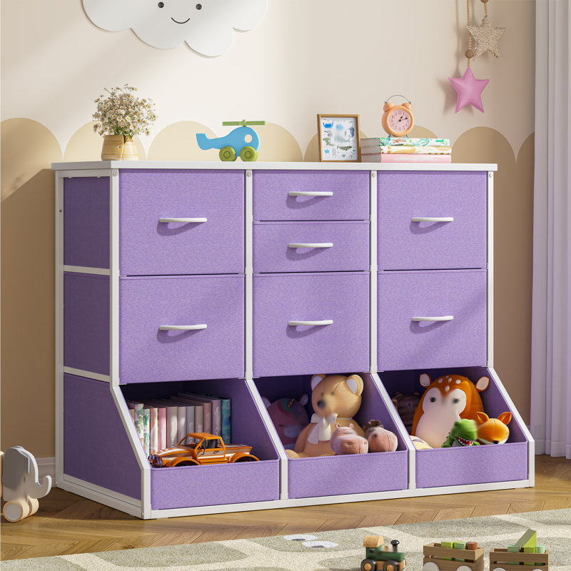 Commode à 7 tiroirs avec compartiments de rangement ouverts - Organisateur multifonctionnel pour la chambre à coucher et le vestibule