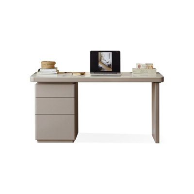 Bureau de direction gris rectangulaire en pierre frittée avec tiroirs