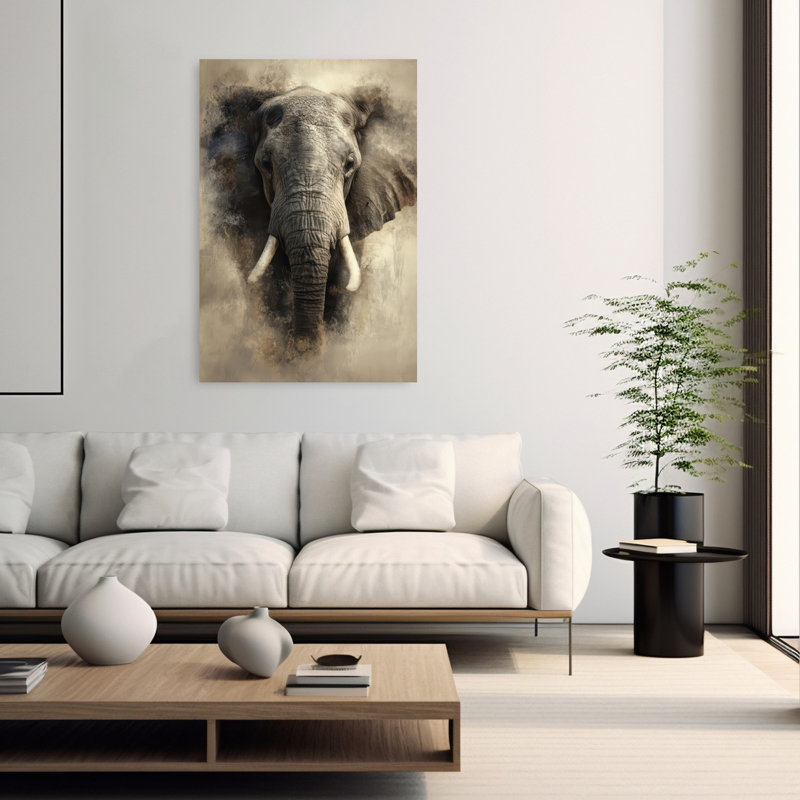 Majestic Elephant Portrait Contemporary Wall Art Print 1 Piece Wrapped Canvas Wall Art, 152.4cm H x 101.6cm W
