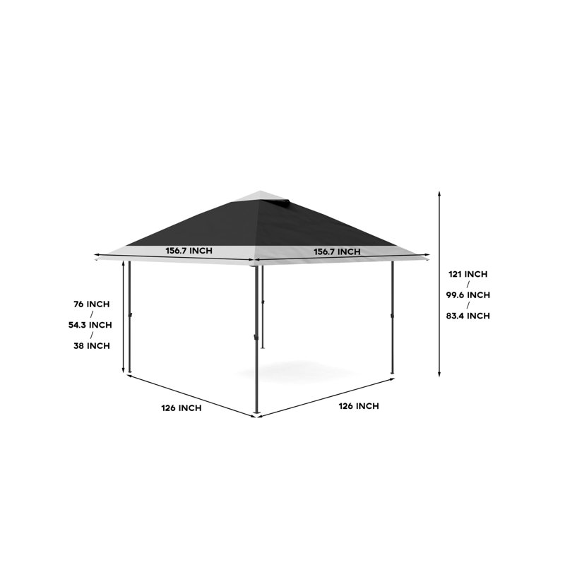 12 Ft. W x 12 Ft. D Metal Pop-up, Gray, 126" H x 156.7" W x 156.7" D