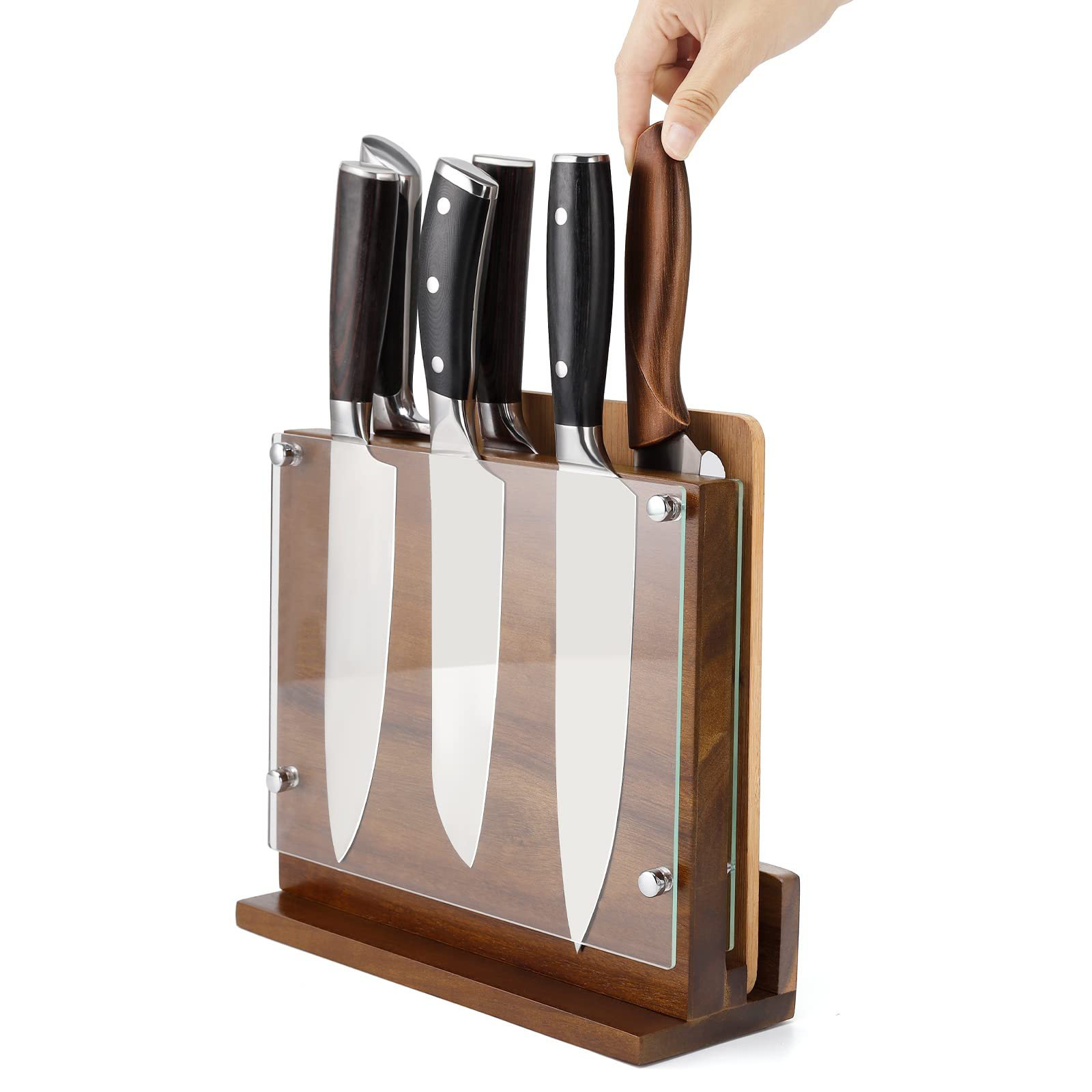 5 Slot Clear Acrylic Knife Holder Acrylic Upright Knife Block for 5 Slots  Acrylic Kitchen Knife Block Stand with Black Base