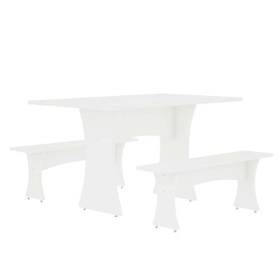 Coney 3-Piece Dining Set with Dining Benches by Manhattan Comfort