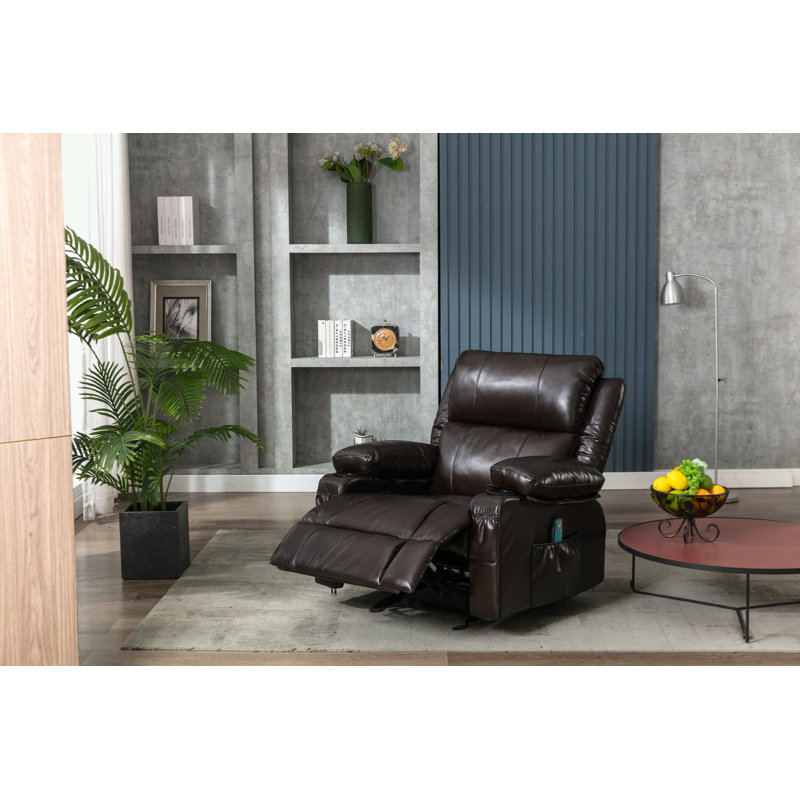 Fauteuil inclinable en cuir Gerede, Similicuir brun