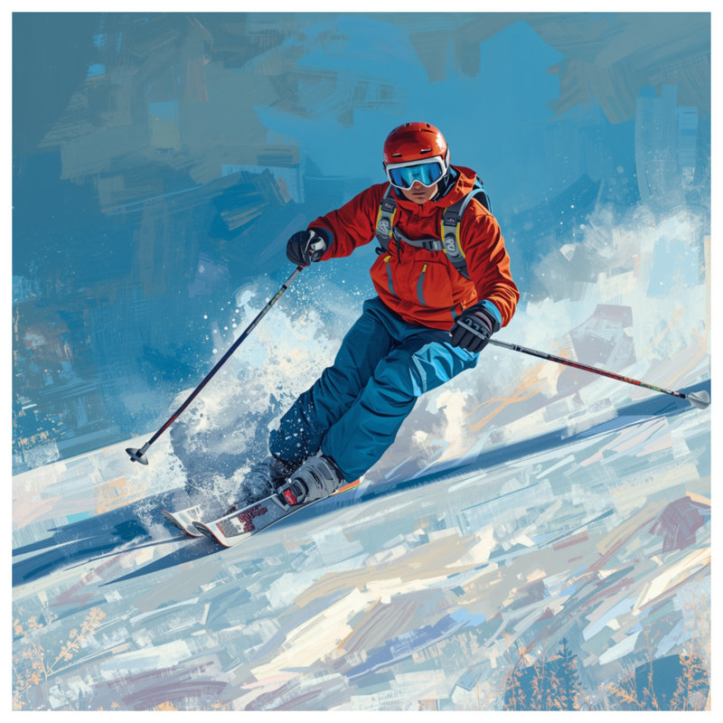 Rideaux de douche Skier In Action, L 70 po x H 93 po