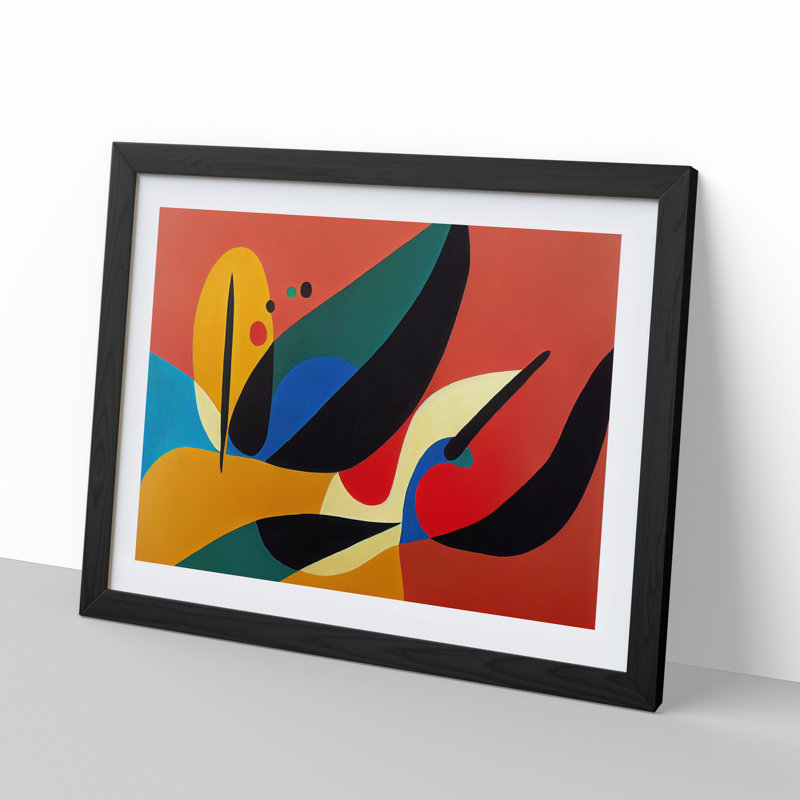 Abstract Feather Art Vol.4 - Single Picture Frame Print, Black, 46cm H x 64cm W x 2cm D