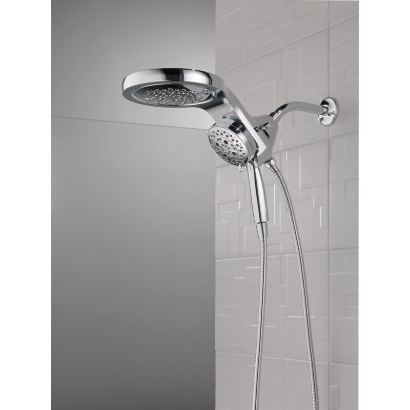 Hydrorain 5 Spray Dual Shower Head and Handheld Shower with Lumicoat and H2Okinetic 2.5 GPM, Lumicoat Chrome
