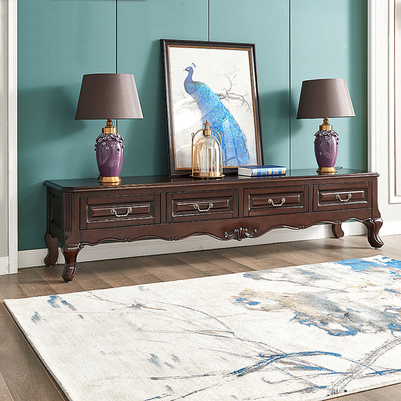 Meuble télé de style américain avec rangement rétro, H 20,87 po x L 86,61 po x l 20,08 po