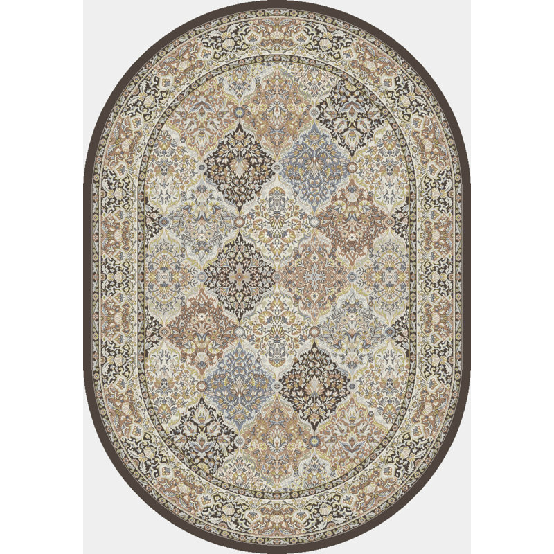 ANCIENT GARDEN 2.7X4.7 OV 57008-3235 BROWN/BLUE, Oval 2'7" x 4'7"
