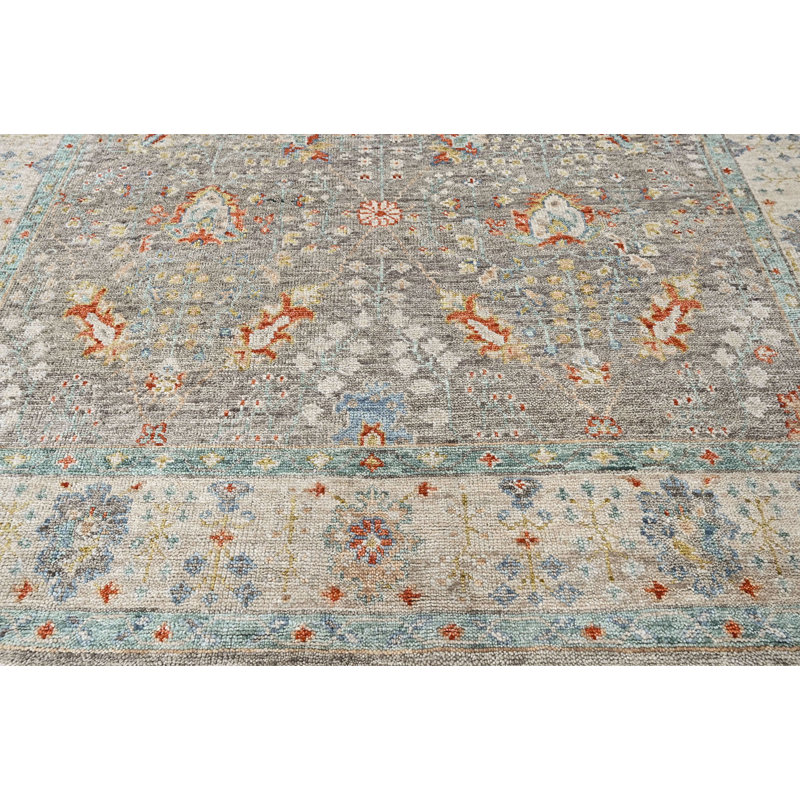8'9''x11'11'' Hand Knotted Wool Gray Oushak Transitional Rug