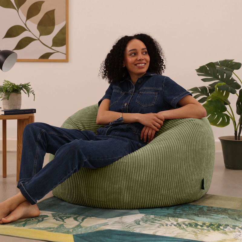 icon Kingston Classic Beanbag Corduroy Sage Green Set of 2, Green