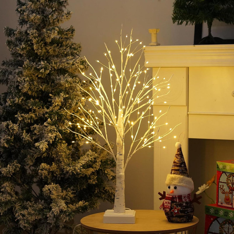 144 LED Artificial Tree Lamp With Timer, DIY Birch Tree With LED Lights, Lighted Up Tree Lamp USB/Battery Powered, Fairy Light Spirit Tree For Table Home Wedding Bedroom Christmas (Warm White)
