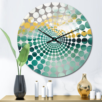 Blue Watercolor Impression With Gold III - Fractals Wall Clock