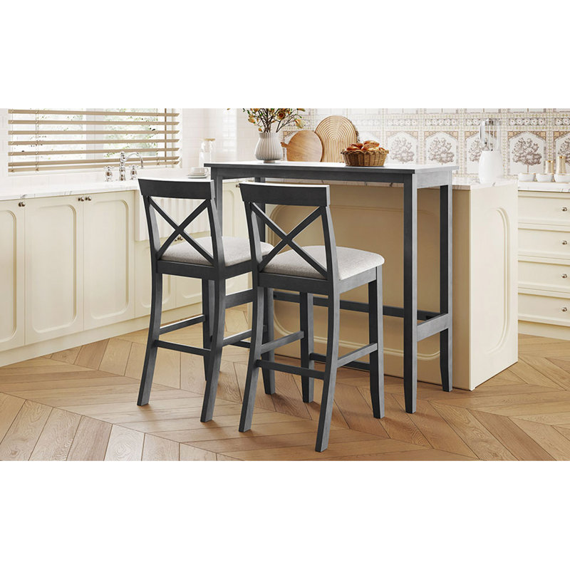 Ensemble de coin-repas 48 po avec 2 chaises pour petits espaces 48 po, Gris, Gris