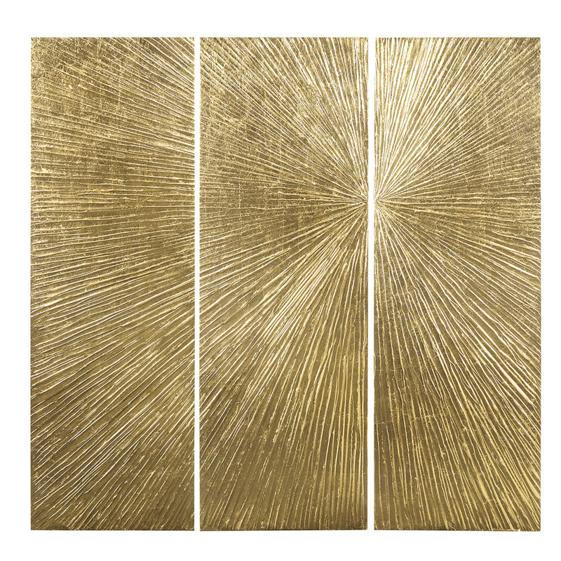 3 art mural - peint à la main avec une touche dorée métallique, pièce de décoration intérieure en résine de brillance abstraite moderne, utilisation seulement