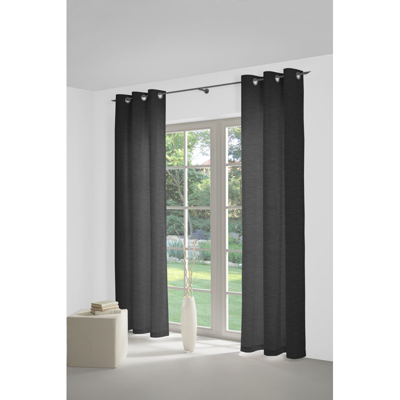 Breedlove Eyelet Room Darkening Single Curtain, 270cm Width x 245cm Drop, Black