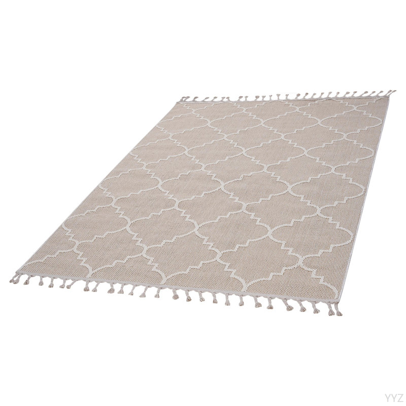 LOOM & LUXE Collection 6X9 Ivory /Trellis Indoor/Outdoor Area Rug, Rectangle 6'7" x 7'9"