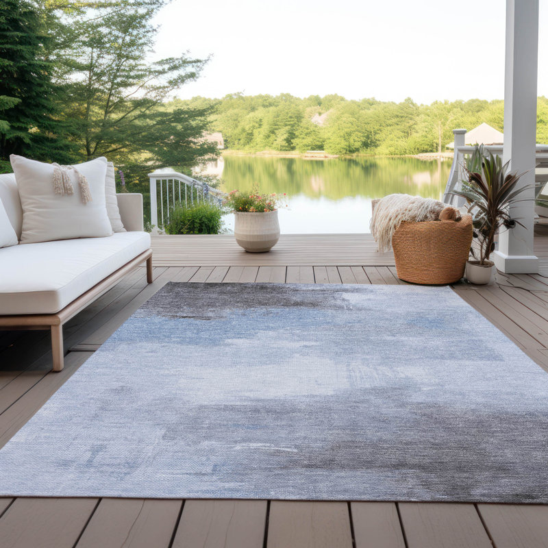 Tapis intérieur / extérieur bleu Aelora, 10 pi x 14 pi