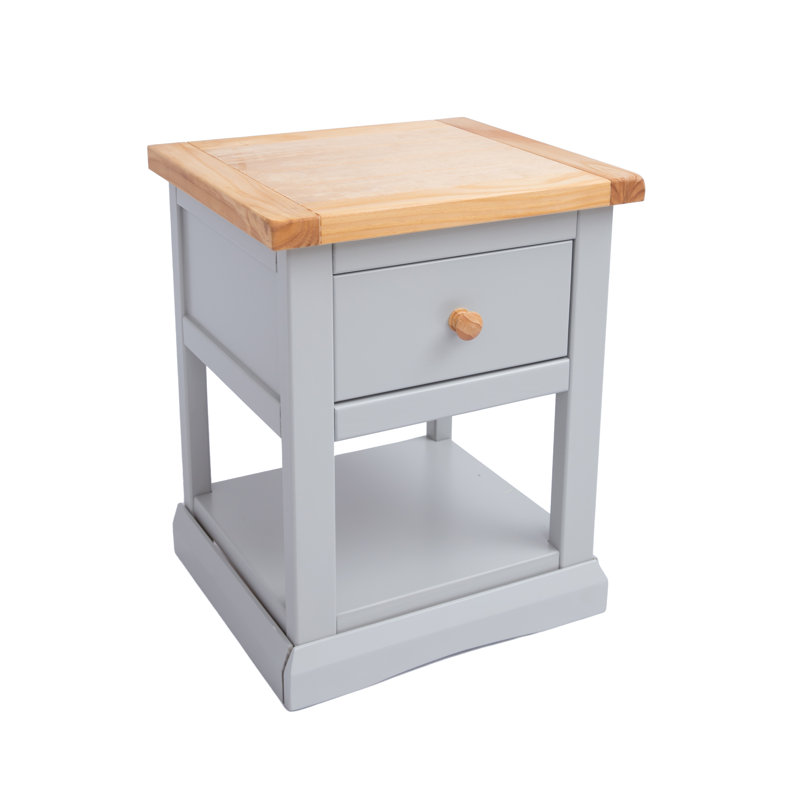Dania 45cm W Solid + Manufactured Wood Bedside Table, Grey/Oak