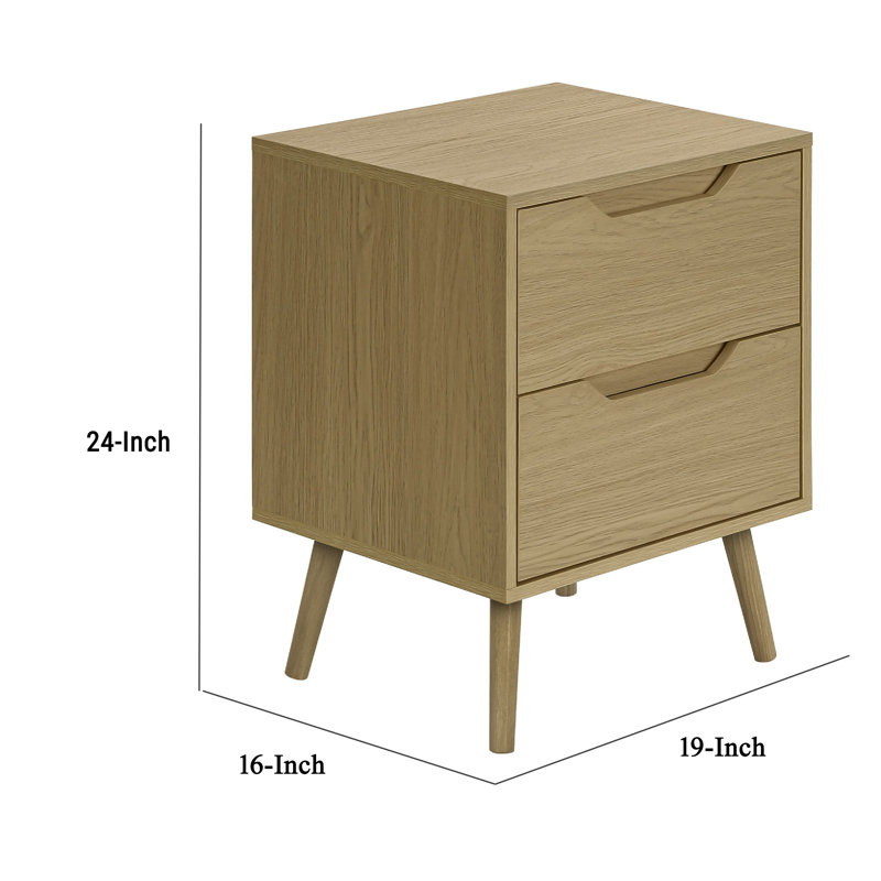 Table de bout Zexa, 2 tiroirs, poignées découpées, crème, 19 po, Crème, crème