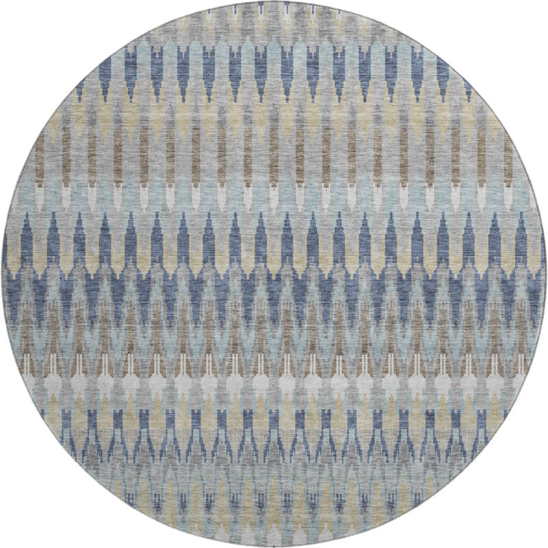 Premium Machine Washable Prisco Taupe Rug, Round 8'