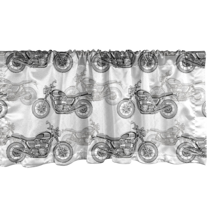 Ensemble de 2 cantonnières de moto Ambesonne en niveaux de gris, L 54 po x L 18 po