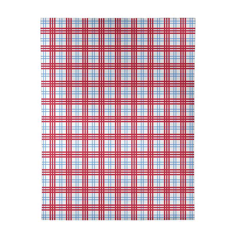 Tapis rouge / blanc à carreaux, Rectangle 9 pi x 12 pi