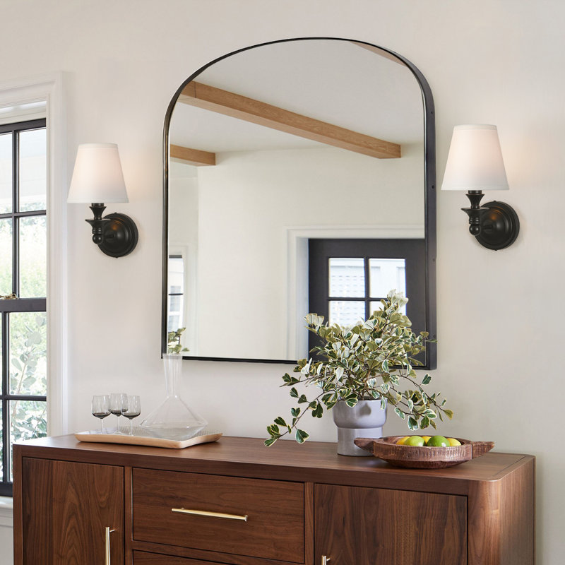 1-Light Modern Fabric Shade Wall Sconce, Matte Black