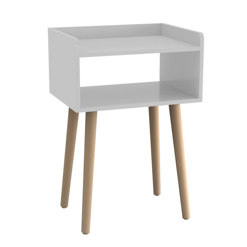 Zilla  40cm W Solid Wood Bedside Table, White