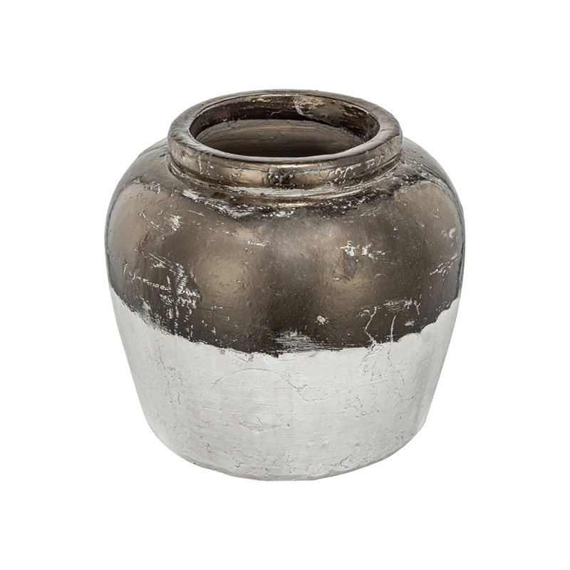 Round Sienna Brown Ceramic Accent Vase, Overall Height- 11"