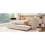 Lit de jour en molleton beige avec compartiment de rangement, lit gigogne et système de son