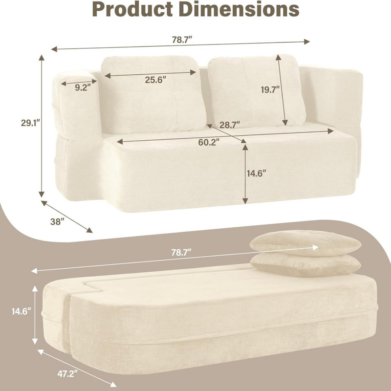 Canapé-lit convertible Cloud, BEIGE