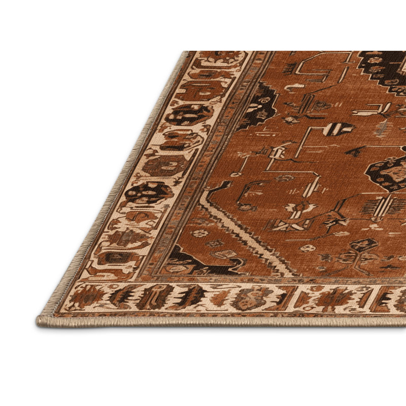 Machine Washable Persian Brown Area Rug, Rectangle 2' x 3'