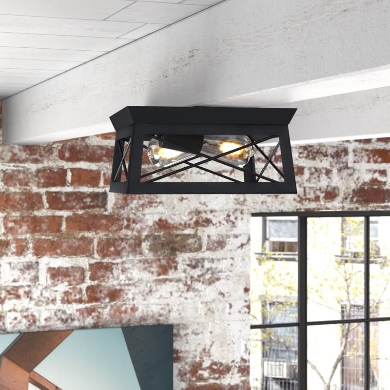 Plafonnier encastré moderne à 2 lumières avec cage à intensité variable, Matte Black