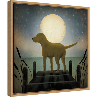 «Moonrise Yellow Dog» par Ryan Fowler - reproduction d'art graphique sur toile flottante