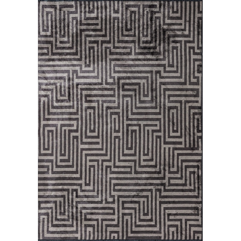 Rapture Gray Geometric Luxury Area Rug, Rectangle 7'10" x 11'2"