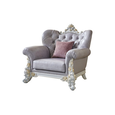 American Solid Wood Carving Luxury Sofa Chair Upholstered Armchair