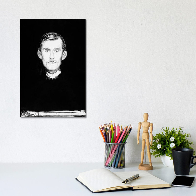 Self-Portrait, 1895 by Edvard Munch - 1 Piece Wall Art on Canvas, 30.48cm H x 20.32cm W