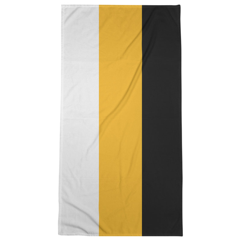 Lightweight Bath Towel, Microfiber, White/Pittsburgh Gold/Black
