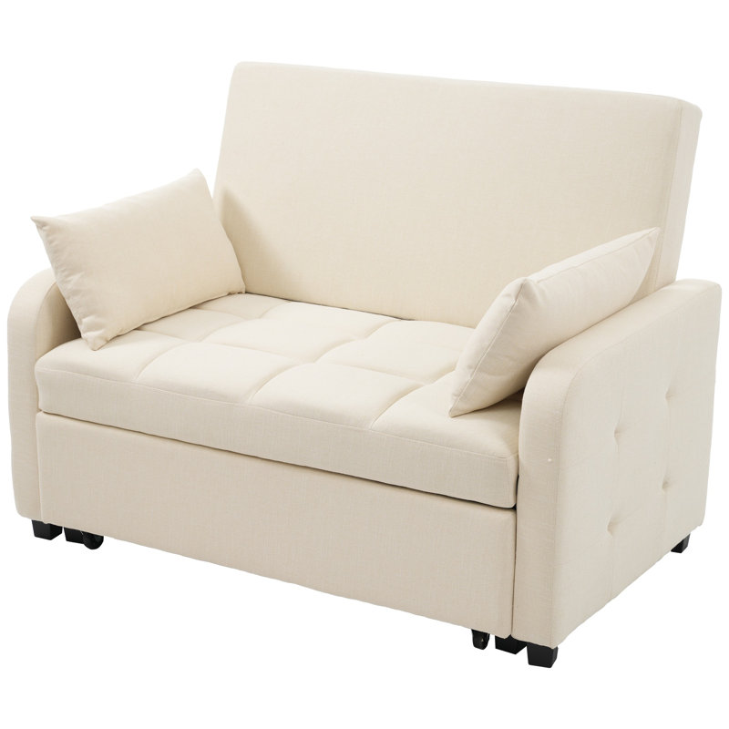 2 Seater Linen Sofa Bed, White