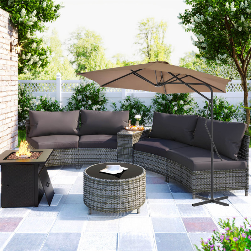 Alyvia 300cm Cantilever Parasol, Manual Lift, Taupe