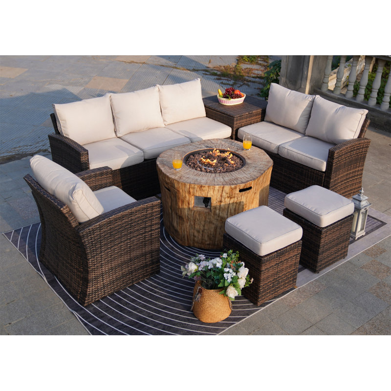 Tinoco 8 - Person Patio Conversation Sets with Cushions