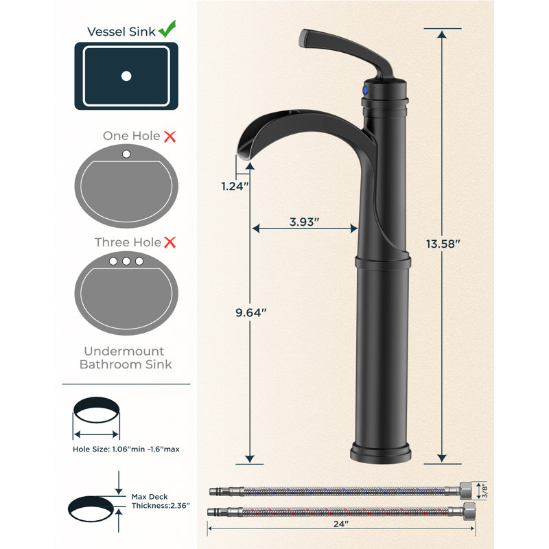 Vessel Sink Faucet Single-handle Bathroom Faucet With Drain Assembly, Matte Black