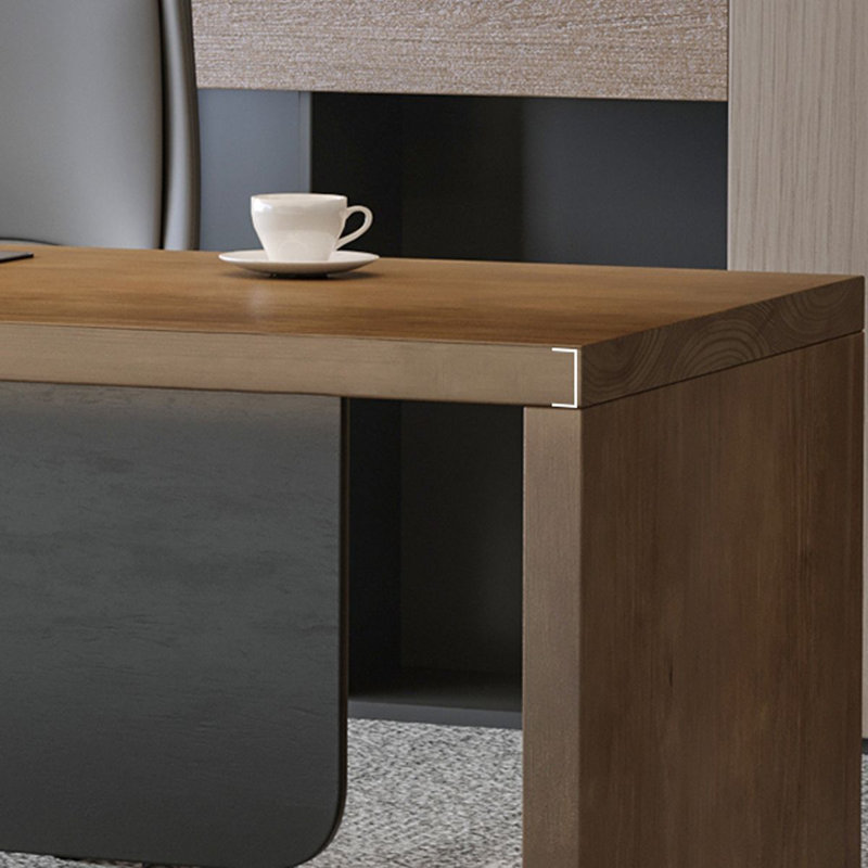 Walnut Rectangular Solid Wood desks, 29.53" H x 94.49" W x 31.5" D, Right Hand Return