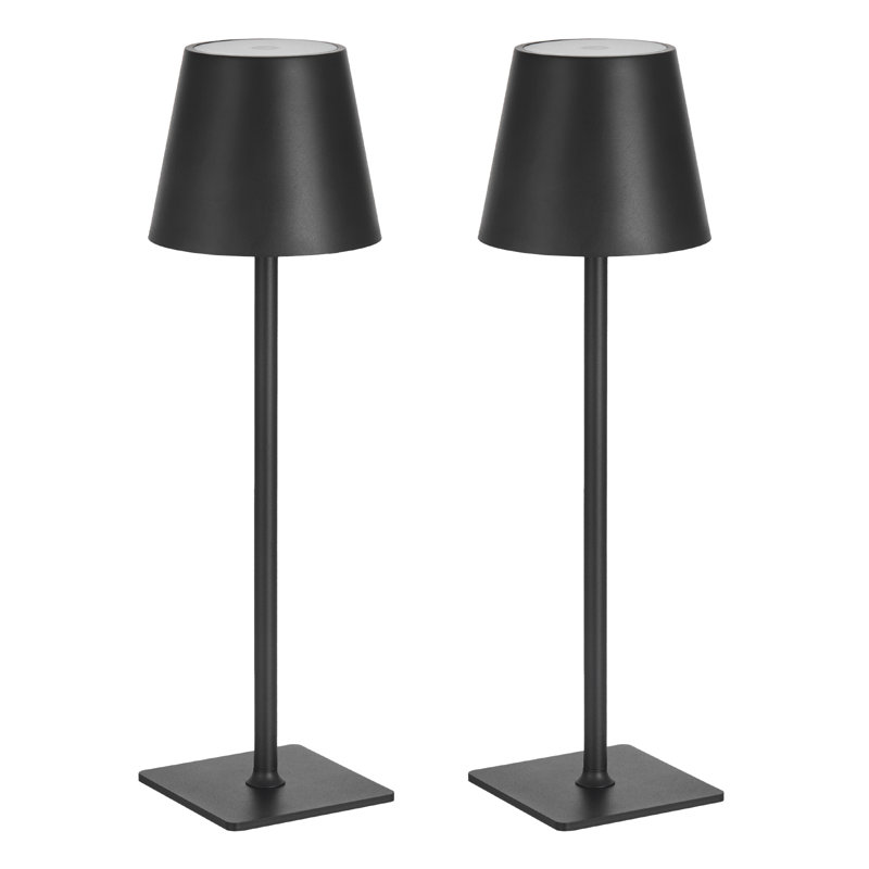 Ensemble de 2 lampes de table sans fil avec pile rechargeable de 5200 mAh, Noir, Noir