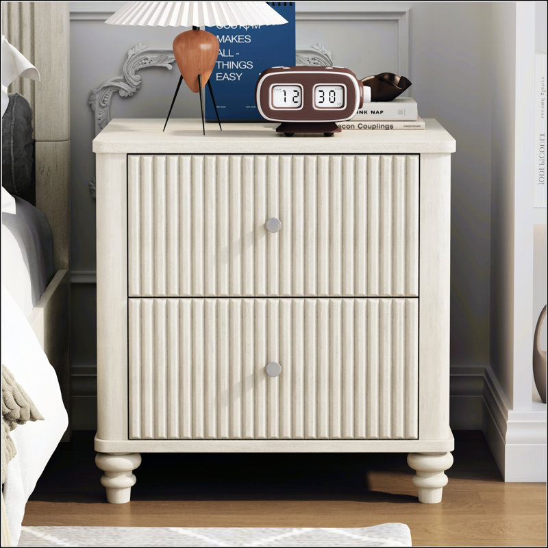 Fluted Nightstand, Beige