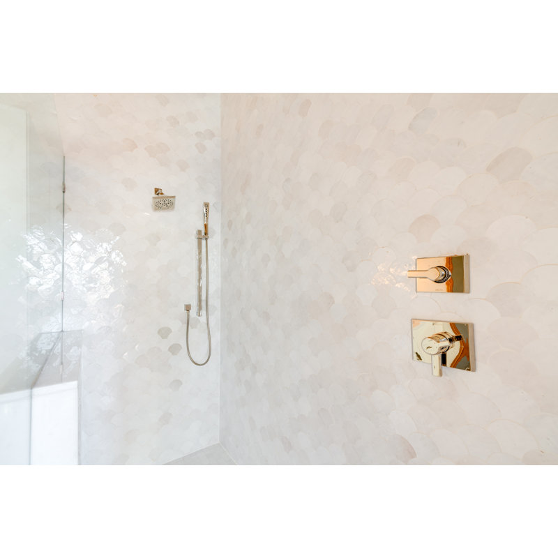 Ariel 12" x 15" Glass Mosaic Wall Tile, Off-White