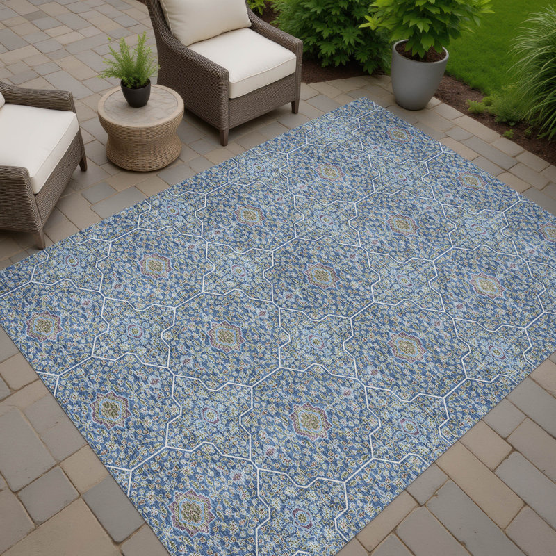 Machine Washable Indoor/Outdoor Kugler ACN2409 Global Rug, Rectangle 10' x 14'